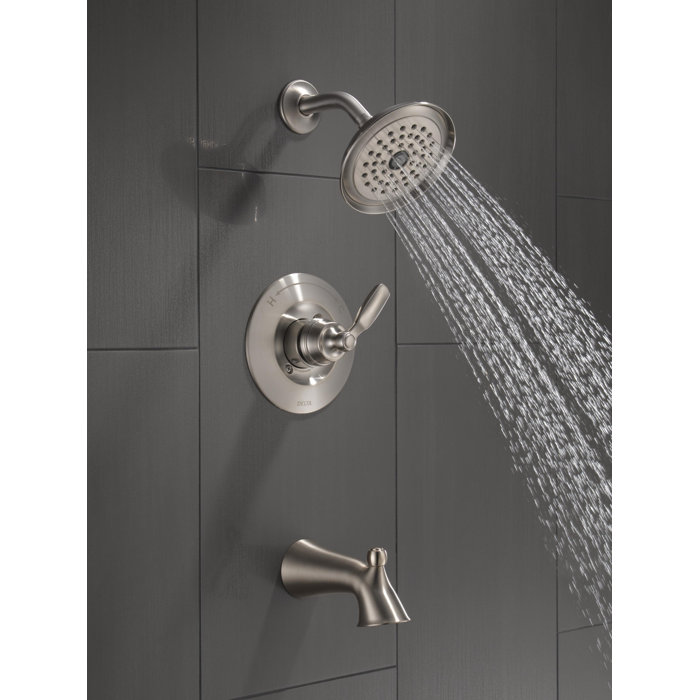 T14432SS Delta Woodhurst Diverter Tub and Shower Faucet with Trim and